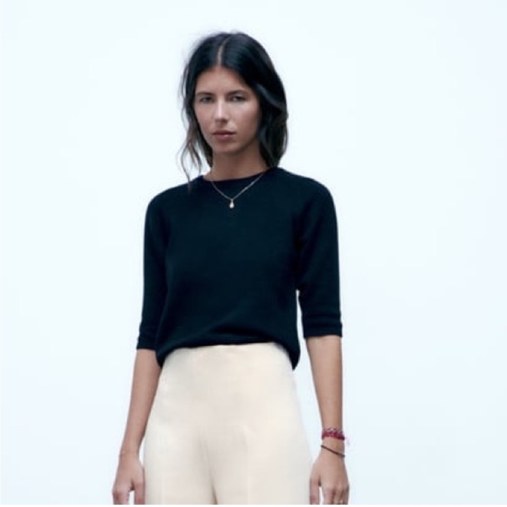 Dark Navy Wool Cashmere Blend Sweater